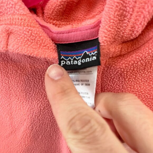 Patagonia Baby Fleece Jacket With Hood Pink Zippered Front Size 18M Polyester Co - Picture 4 of 6